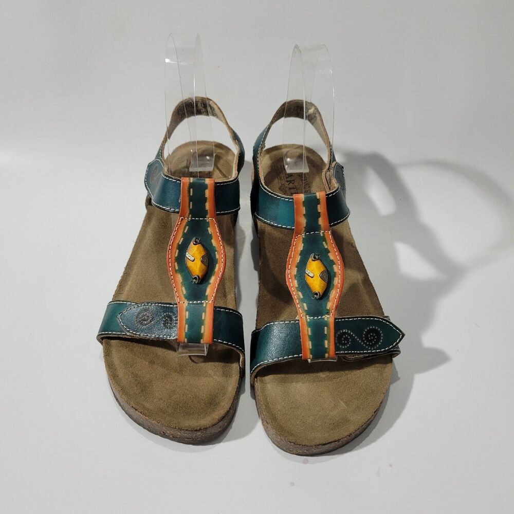 L'artiste Womens T Strap  Sandals Green N 38 USA 8